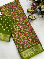 Soft Mul Mul Cotton Saree with Kashmiri Print & Jacquard Border – Elegant Boutique Collection