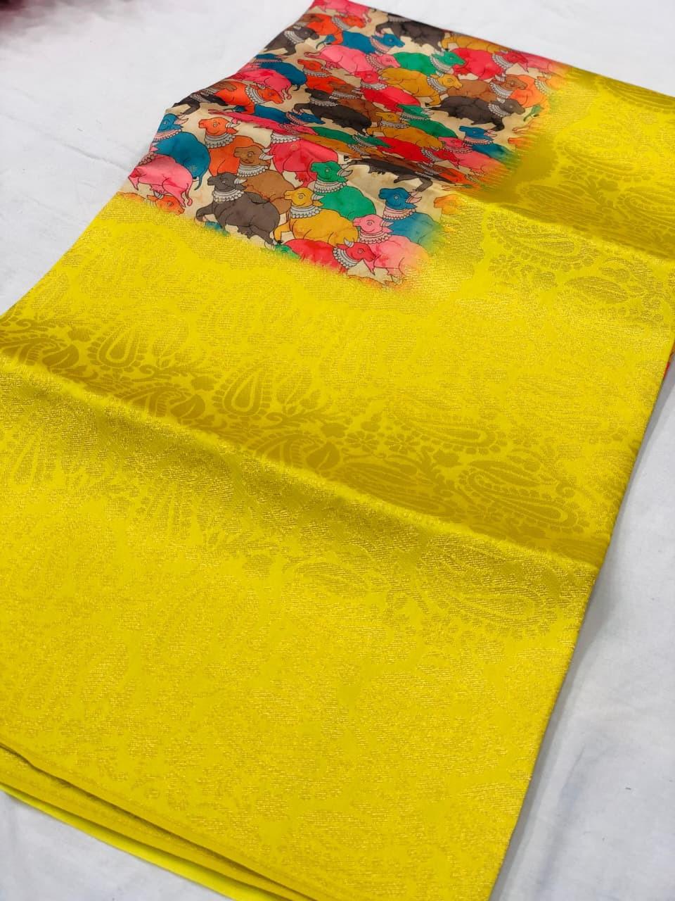 Banarasi Silk Saree with Pichwai Print & Jacquard Rich Pallu – Elegant New Arrival