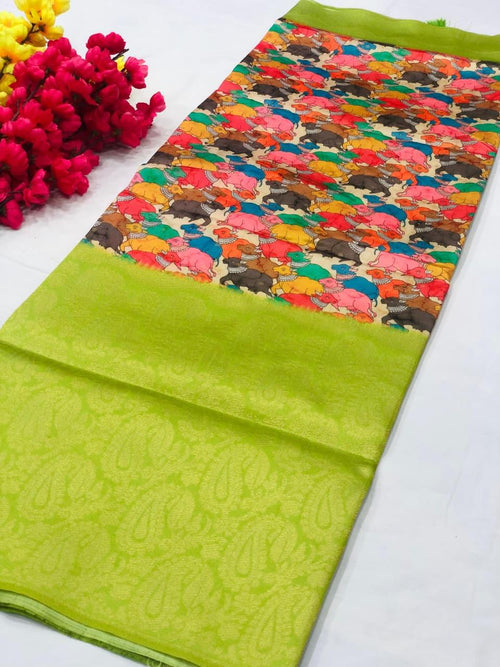 Banarasi Silk Saree with Pichwai Print & Jacquard Rich Pallu – Elegant New Arrival