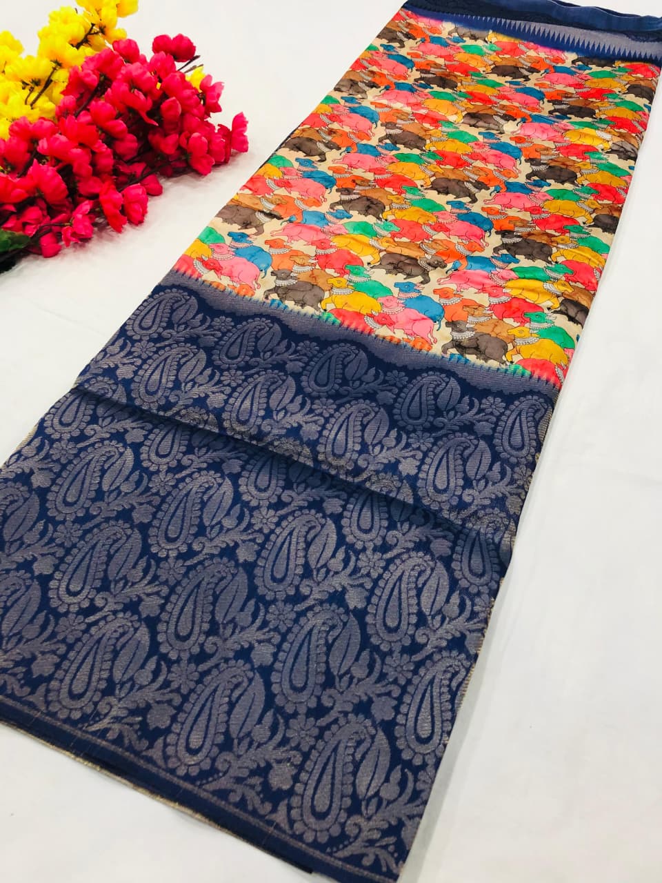 Banarasi Silk Saree with Pichwai Print & Jacquard Rich Pallu – Elegant New Arrival