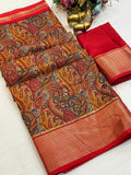 Dola Silk Saree with Kashmiri Print & Zari Border – Elegant New Arrival