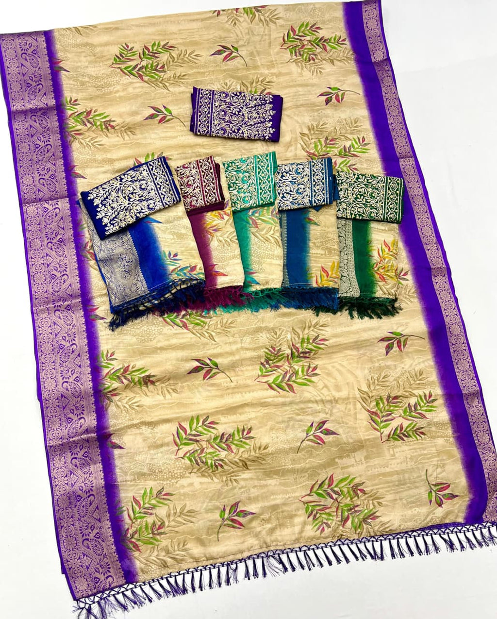 Soft Golden Base with Rich Woven Border & Heavy Embroidered Blouse