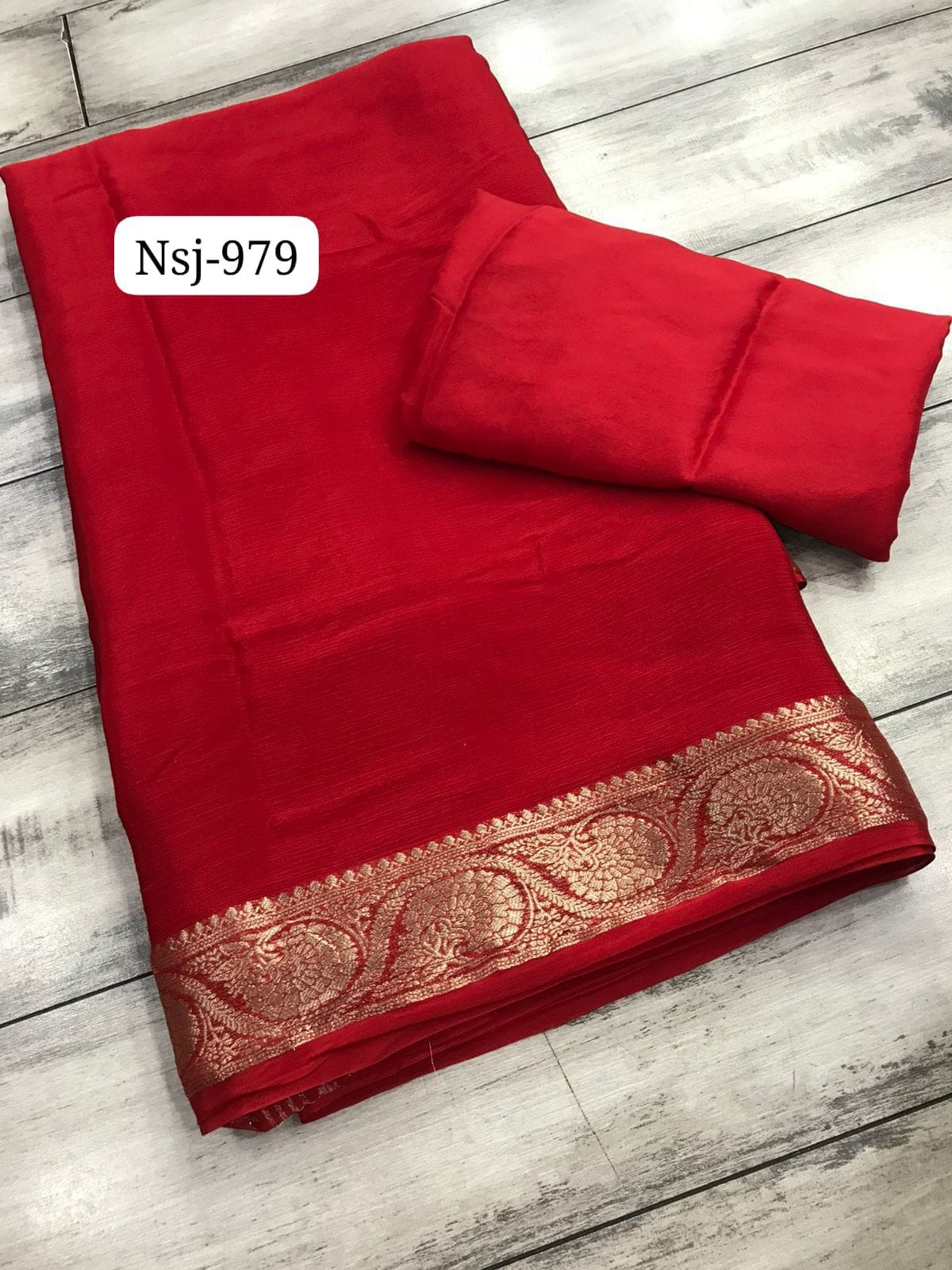 Pure Gajji Silk Saree – Elegant Plain Finish with Original Lagdi Patta Pallu