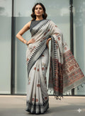 Heavy Linen Blooming Saree with Gajraj Digital Print & Motif Tussels – Premium Festive Collection