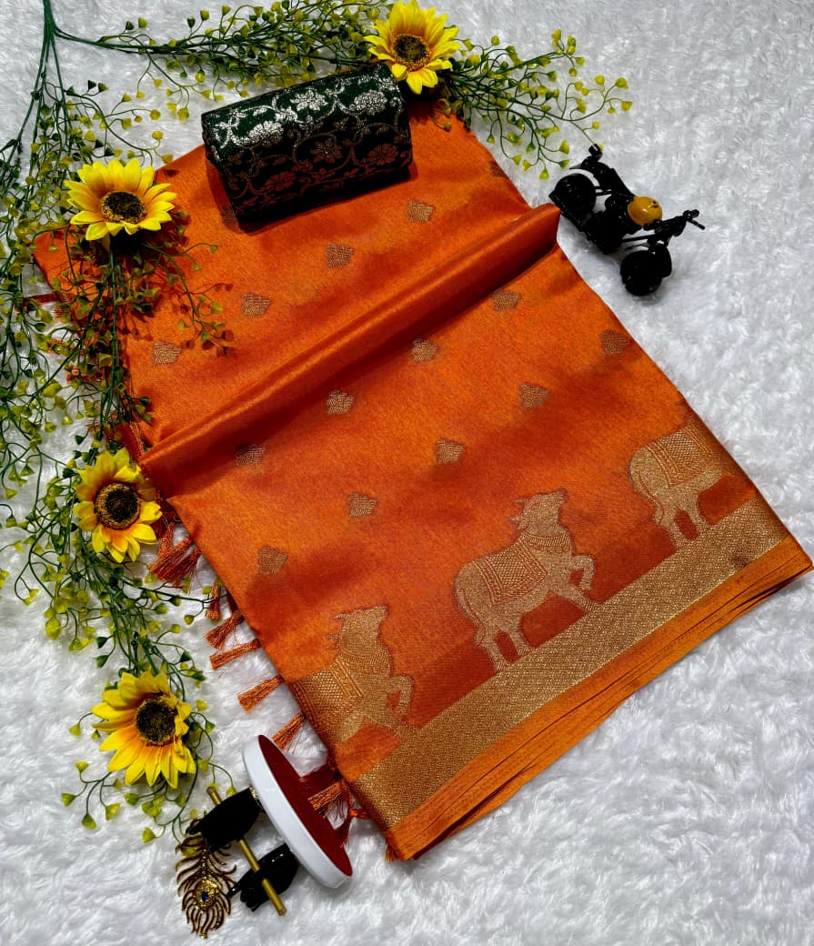 Super Premium Silk Saree with Uniform Design & Kanchi Borders – Elegant Official Wear & Boutique Display