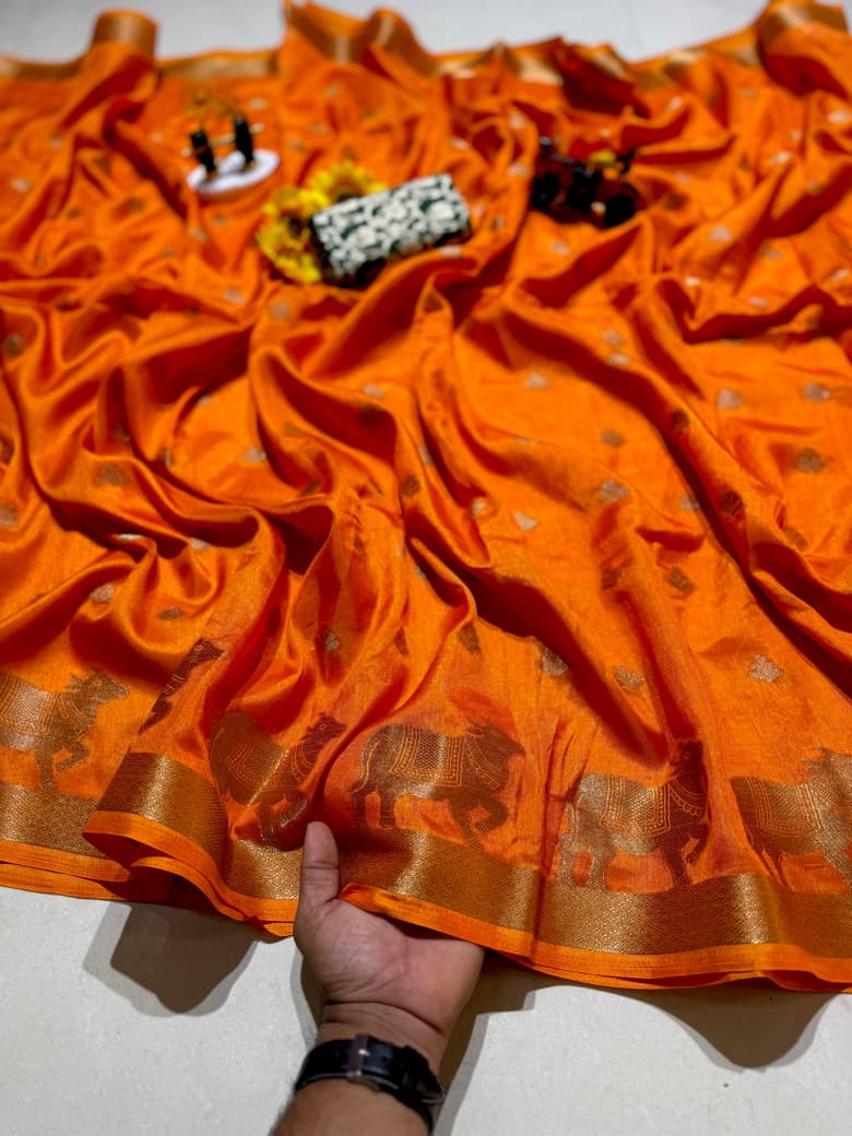 Super Premium Silk Saree with Uniform Design & Kanchi Borders – Elegant Official Wear & Boutique Display