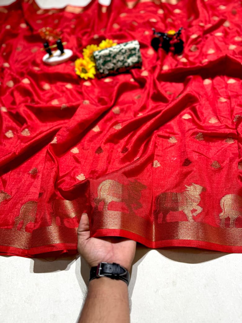 Super Premium Silk Saree with Uniform Design & Kanchi Borders – Elegant Official Wear & Boutique Display