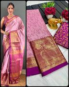 Pure Mercerised Cotton Silk Saree with Exclusive Zari Border & Contrast Blouse – Premium Aura Collection for Everyday Elegance & Boutique Displays