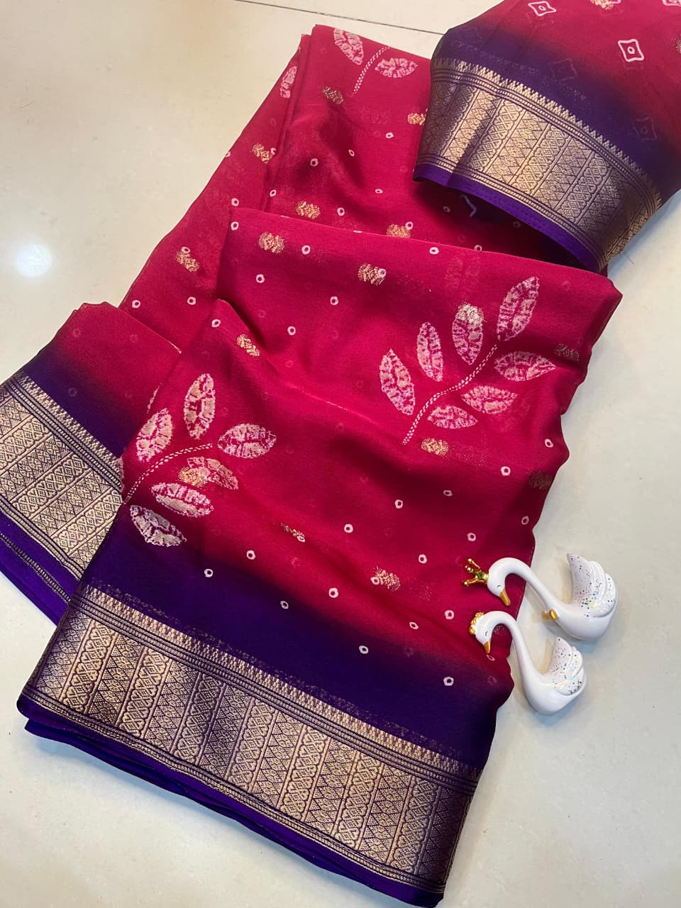 Premium Crepe Silk Saree with Jacquard Jari Butti Work & Running Blouse – Elegant Boutique Wear & Festive Gifting