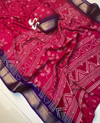 Premium Crepe Silk Saree with Jacquard Jari Butti Work & Running Blouse – Elegant Boutique Wear & Festive Gifting