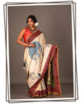 Elegant Original Linen Saree – Digital Prints & Floral Border.