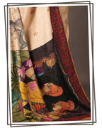 Elegant Original Linen Saree – Digital Prints & Floral Border.