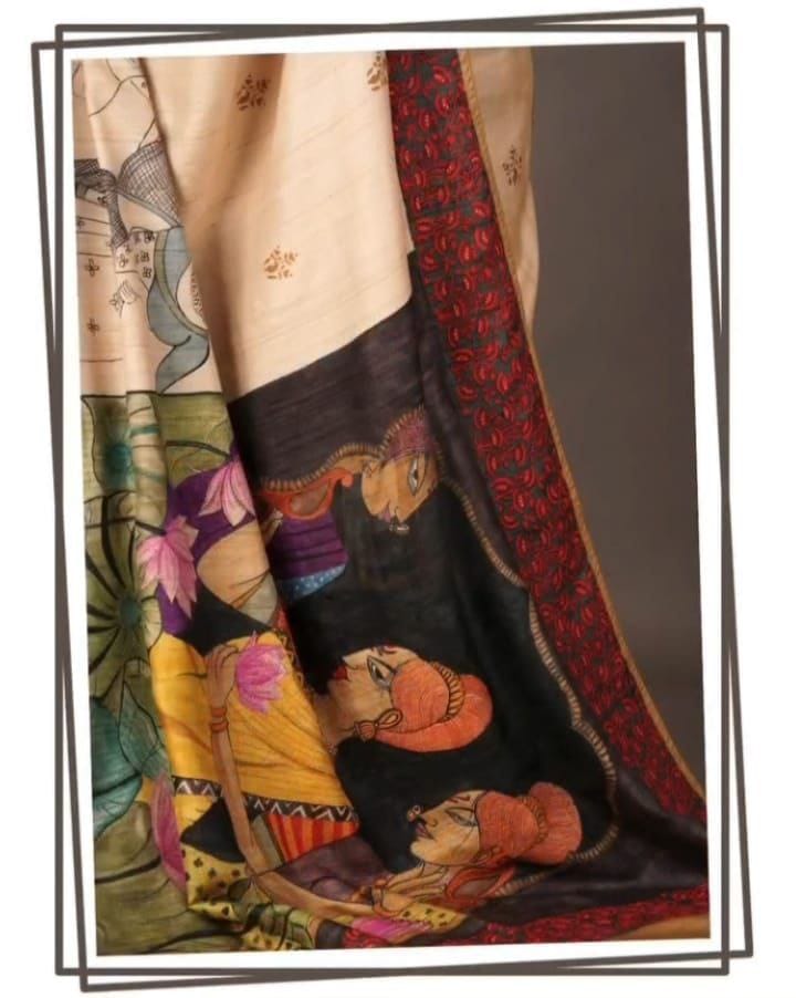 Elegant Original Linen Saree – Digital Prints & Floral Border.
