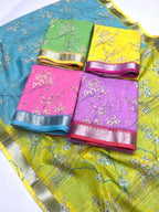 Soft Linen Saree – Digital Print with Mangalagiri Border.
