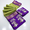 Pure & Soft Dola Silk Saree – Jacquard Border & Kalamkari Print.