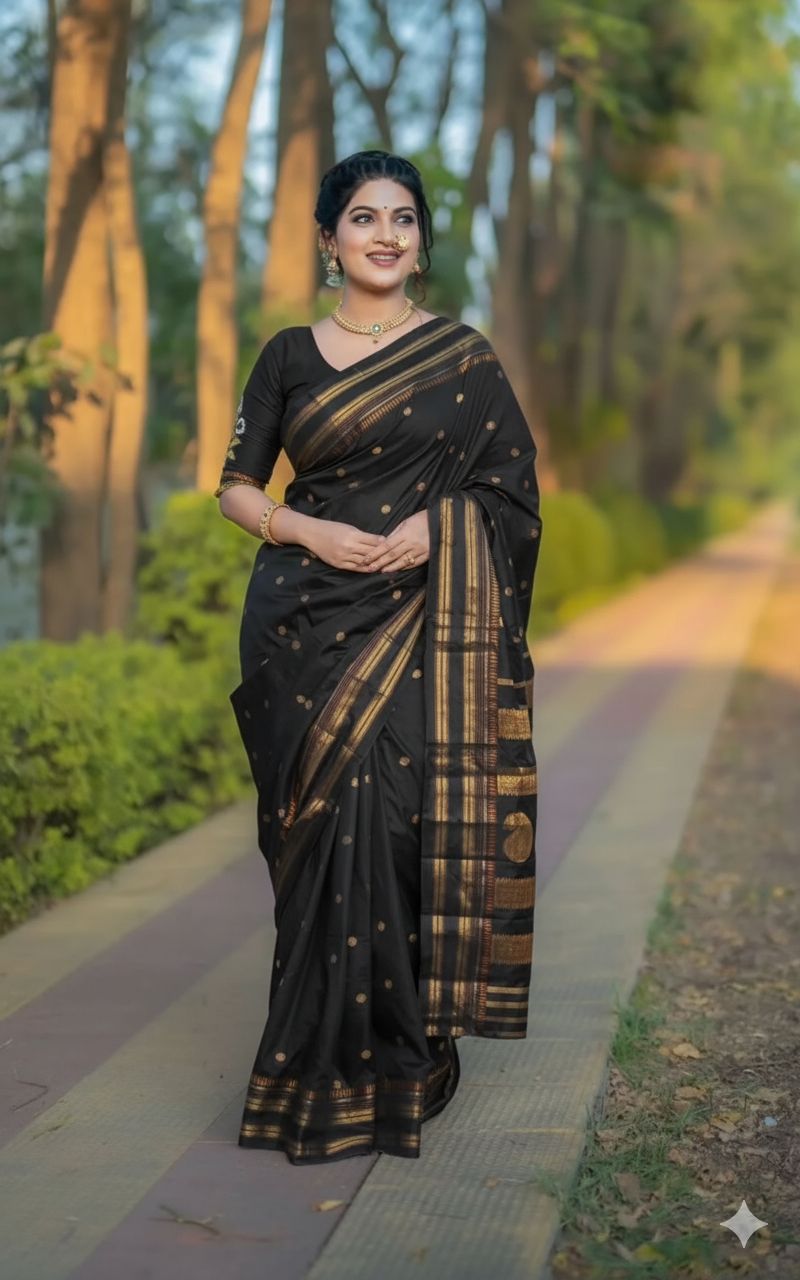 Soft Silk Narayan Border Saree – Rich Contrast Pallu.