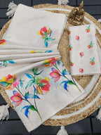 Heavy Handloom Tussar Silk Saree – Tulips Digital Print.