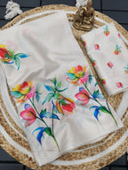 Heavy Handloom Tussar Silk Saree – Tulips Digital Print.