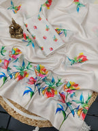 Heavy Handloom Tussar Silk Saree – Tulips Digital Print.
