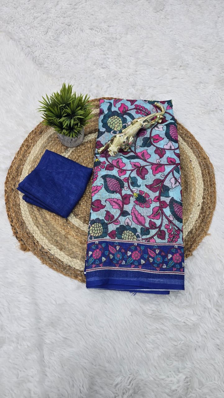 Premium Lilan Cotton Digital Print Saree.