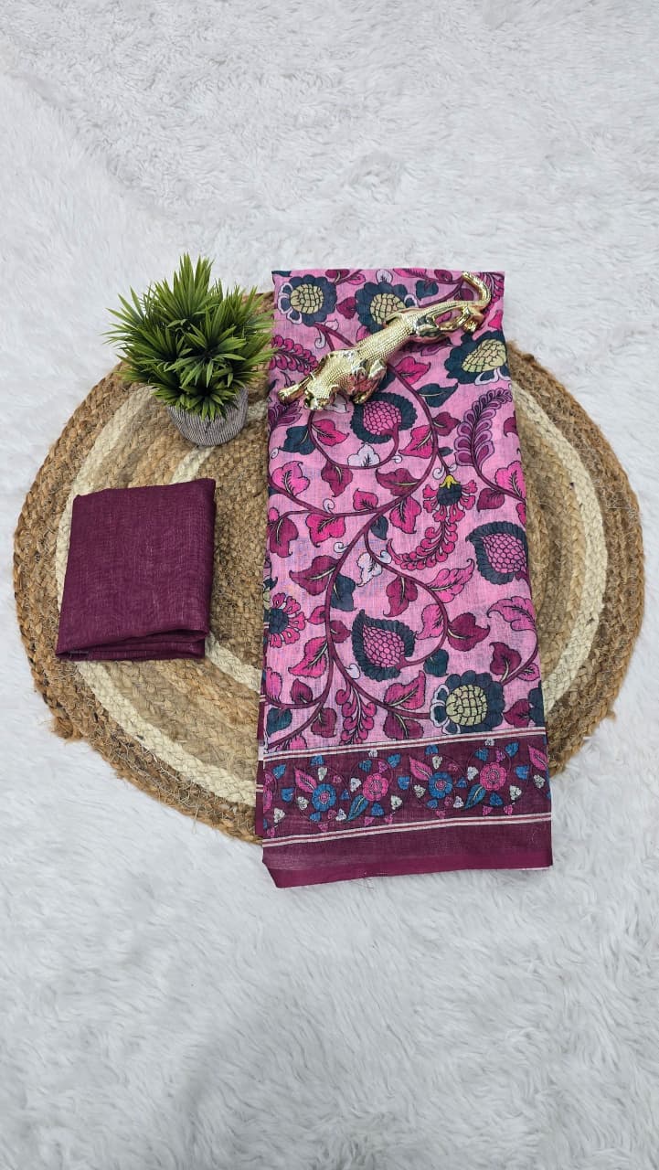 Premium Lilan Cotton Digital Print Saree.