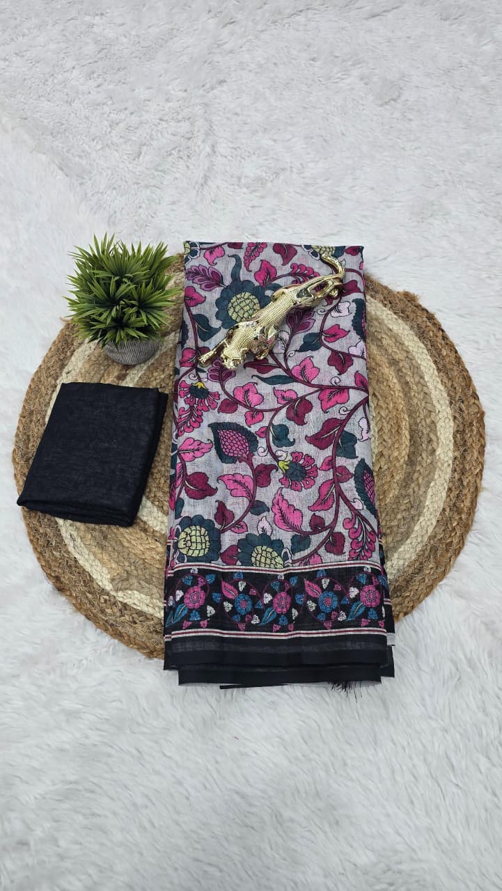 Premium Lilan Cotton Digital Print Saree.