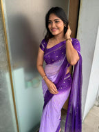 Satin Patta Pure Viscose Georgette Saree – Fancy Sequins Work with Satin Border.