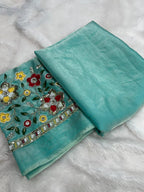 Space Fendy Satin Saree – With Running Magam Work Blouse.