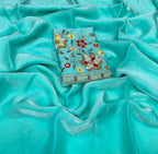 Space Fendy Satin Saree – With Running Magam Work Blouse.