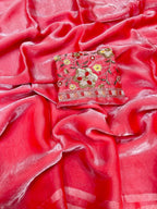 Space Fendy Satin Saree – With Running Magam Work Blouse.