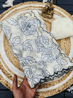 Heavy Marshmallow Georgette Saree – Leaf Digital Print with Brasso Effect.