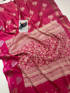 Premium Crepe Silk Saree – Jacquard Butta & Lining Weave.