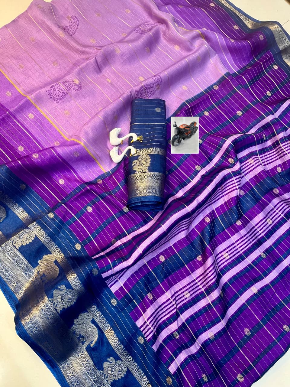 Beautiful Kolam Silk Saree – All Over Weaving with Kanchi Border.