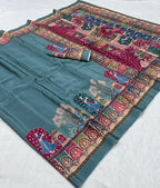 Original Silk Crepe (Silk Satin) Saree – Floral Digital Print with Tassels.