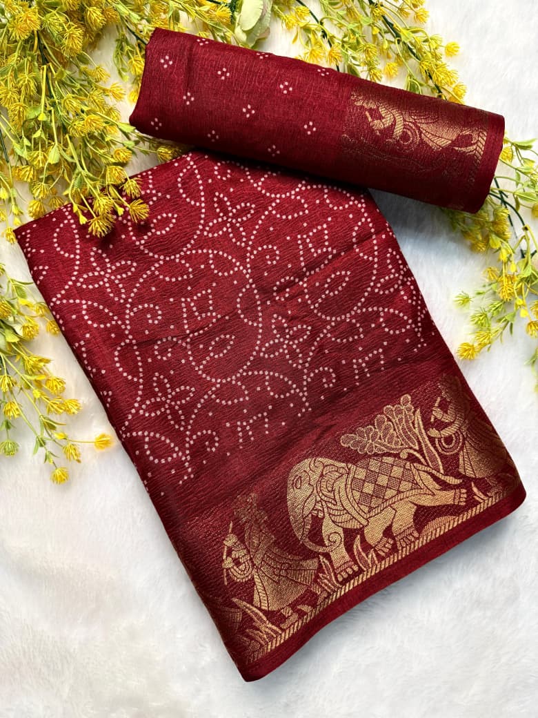 Pure Dola Silk Saree – Crepe Crush Finish with Original Border.