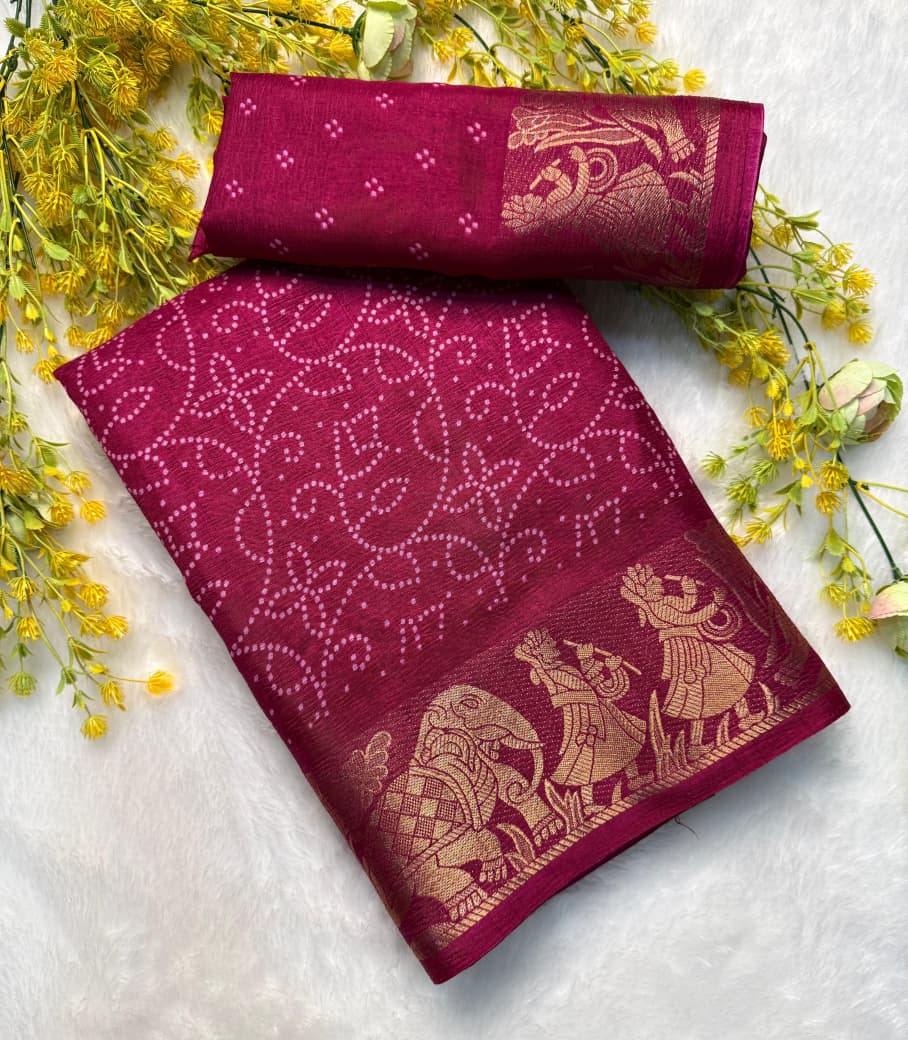 Pure Dola Silk Saree – Crepe Crush Finish with Original Border.
