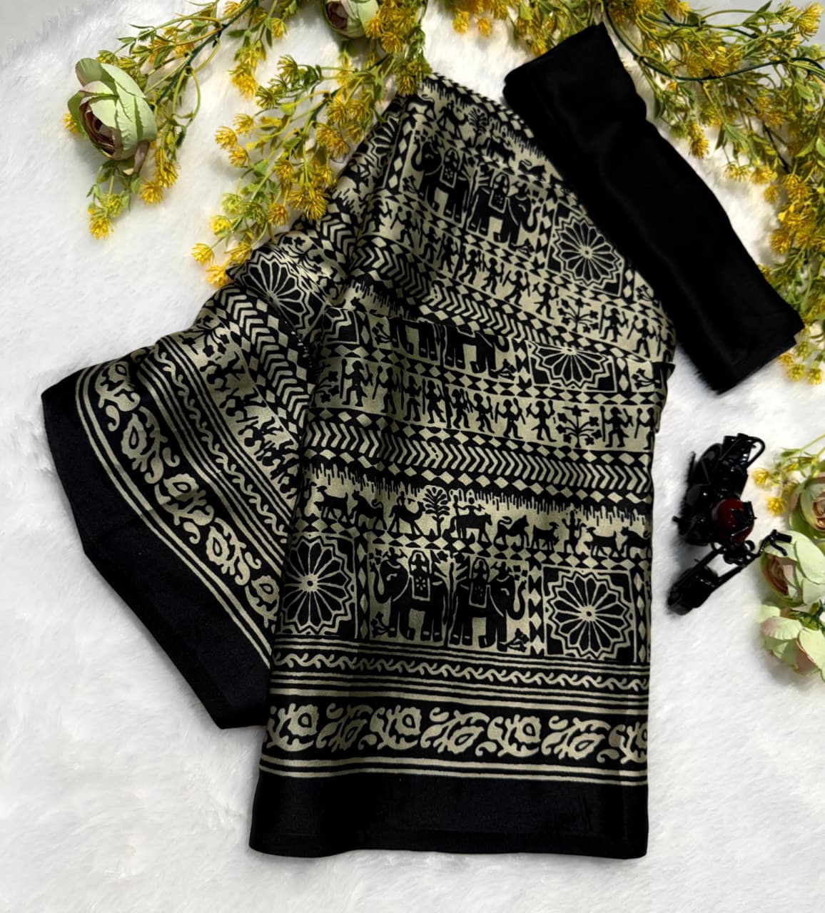 Pure Crepe Gajji Silk Saree.