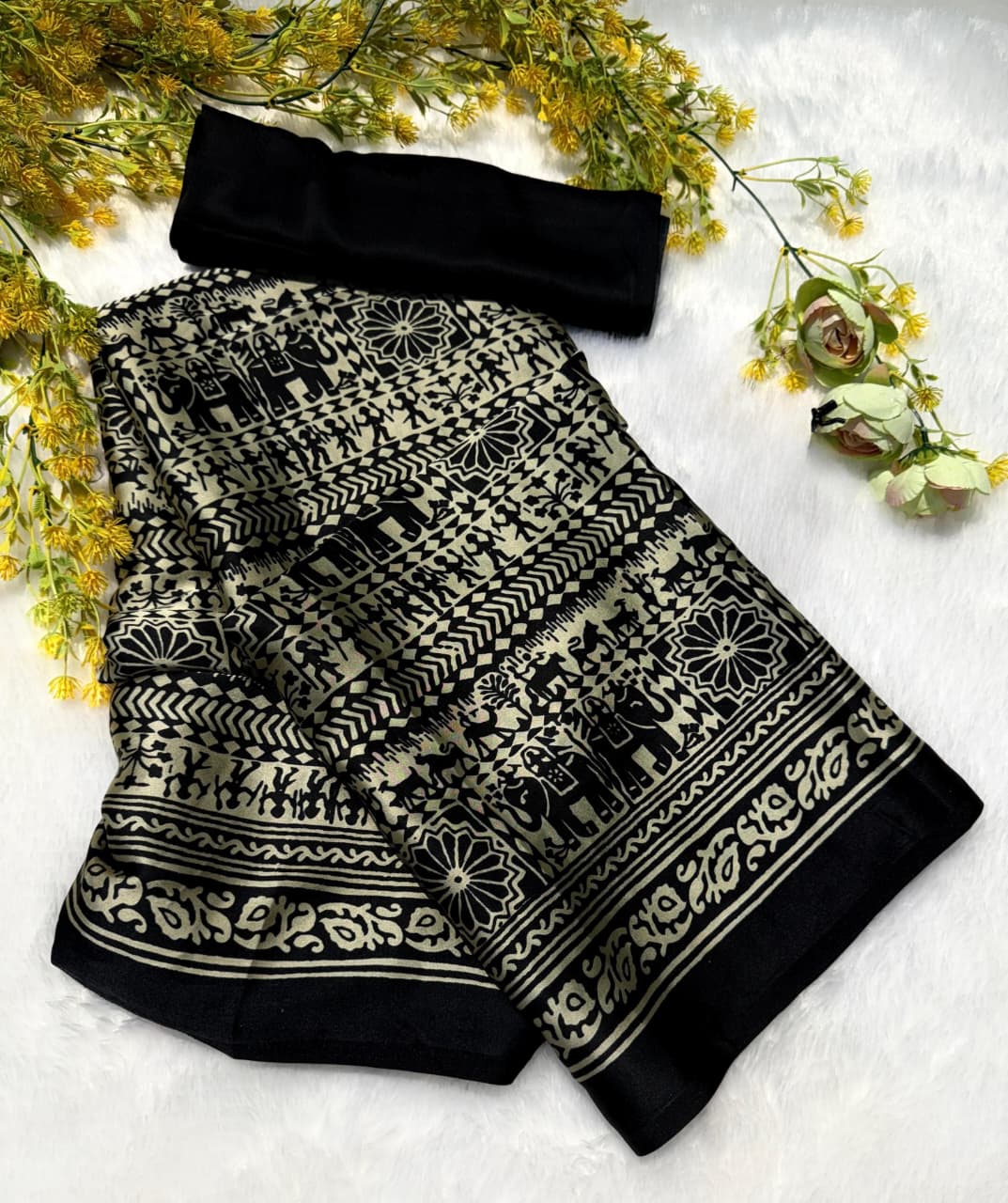 Pure Crepe Gajji Silk Saree.