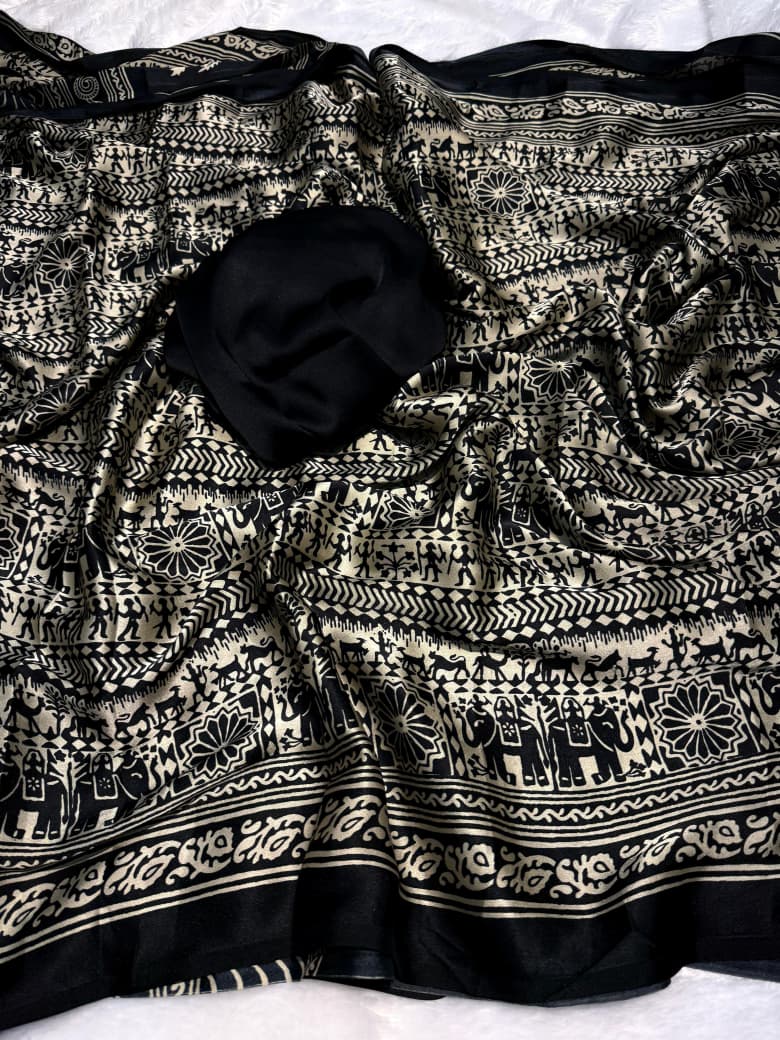 Pure Crepe Gajji Silk Saree.