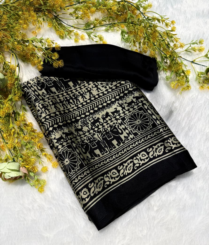 Pure Crepe Gajji Silk Saree.