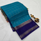Soft Mysore Silk Saree – All Over Chex Design with Contrast Zari Borders.