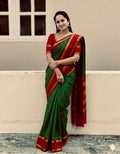 Soft Mysore Silk Saree – All Over Chex Design with Contrast Zari Borders.