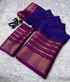 Soft Heavy Mysore Silk Saree – Two Tone Silk with All‑Over Jari Weaving & Contrast Borders.