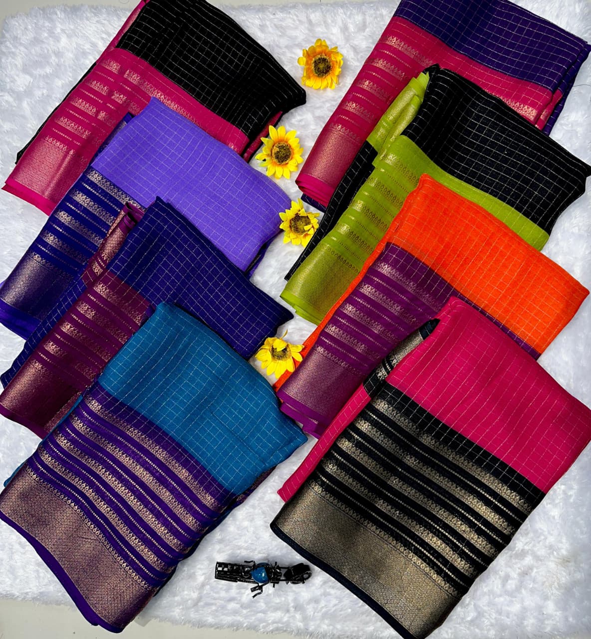 Soft Heavy Mysore Silk Saree – Two Tone Silk with All‑Over Jari Weaving & Contrast Borders.
