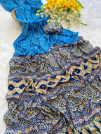 Premium Crepe Silk Saree – Ajrakh Prints with Bandhani Dot Style & Ajrakh Pallu