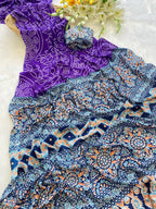 Premium Crepe Silk Saree – Ajrakh Prints with Bandhani Dot Style & Ajrakh Pallu