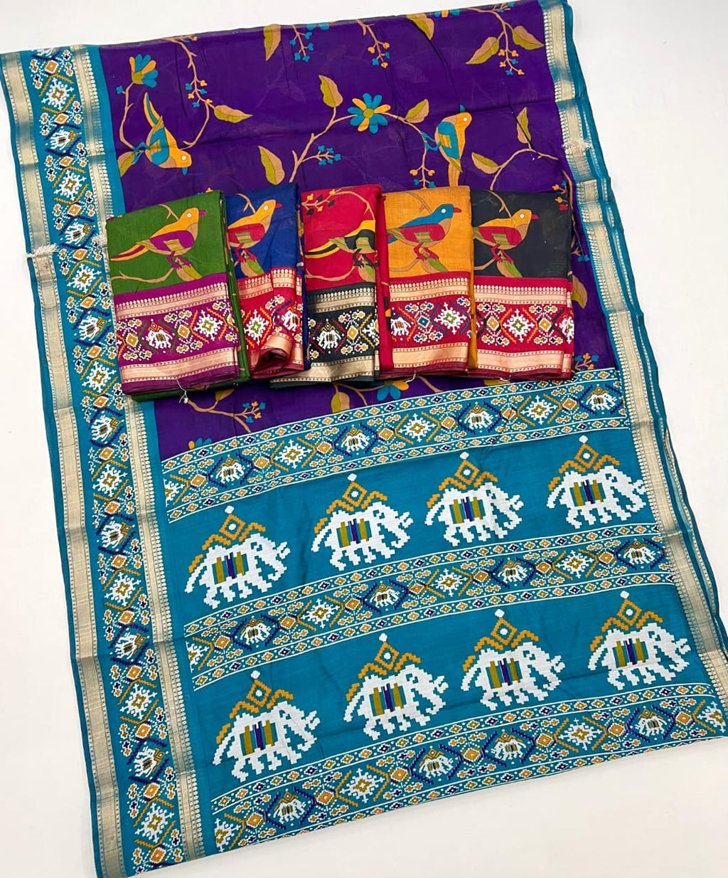 Premium Bomkai–Ikkat Inspired Silk Saree Patola – Heritage Elegance with Vibrant Motifs