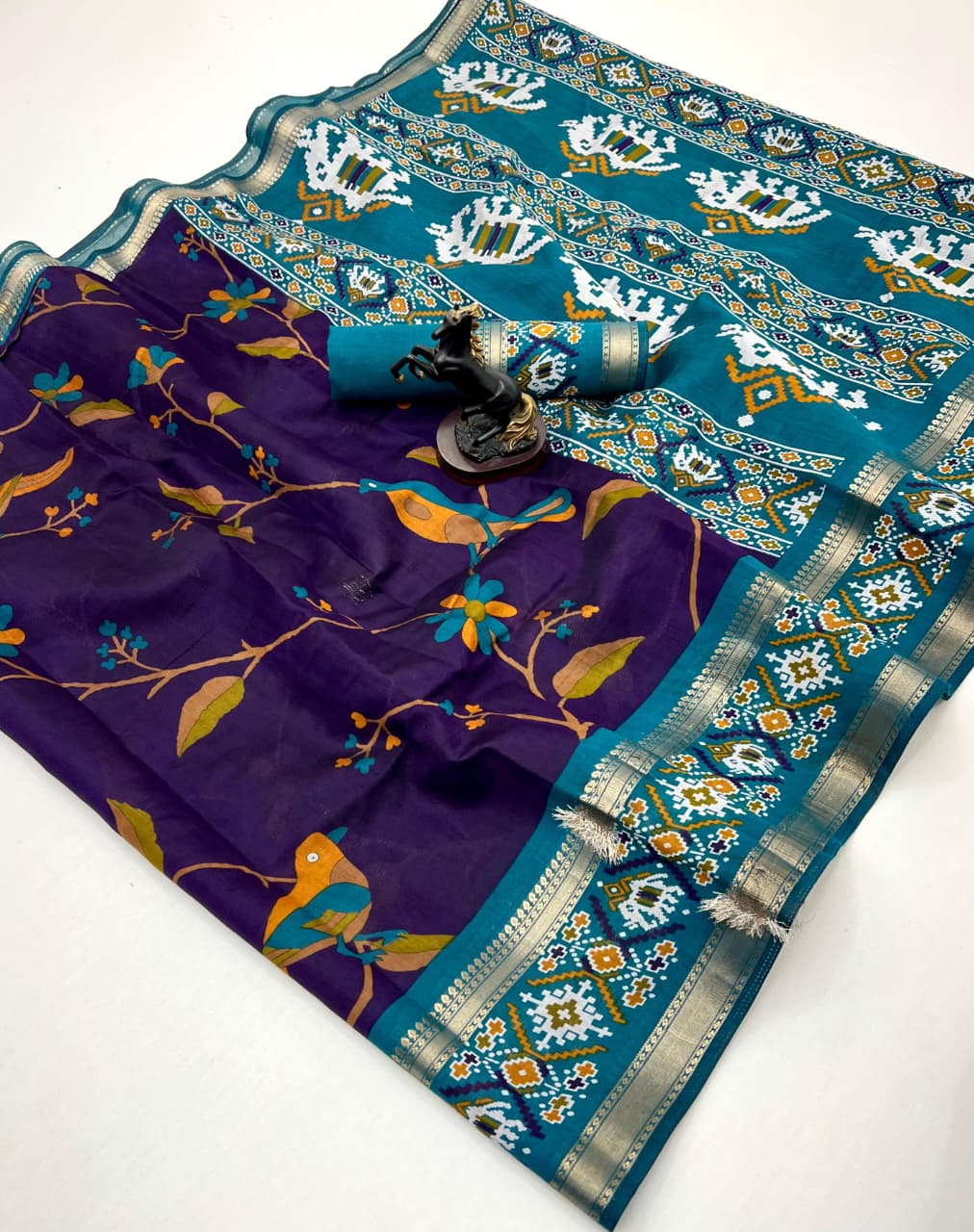 Premium Bomkai–Ikkat Inspired Silk Saree Patola – Heritage Elegance with Vibrant Motifs