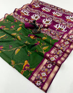 Premium Bomkai–Ikkat Inspired Silk Saree Patola – Heritage Elegance with Vibrant Motifs