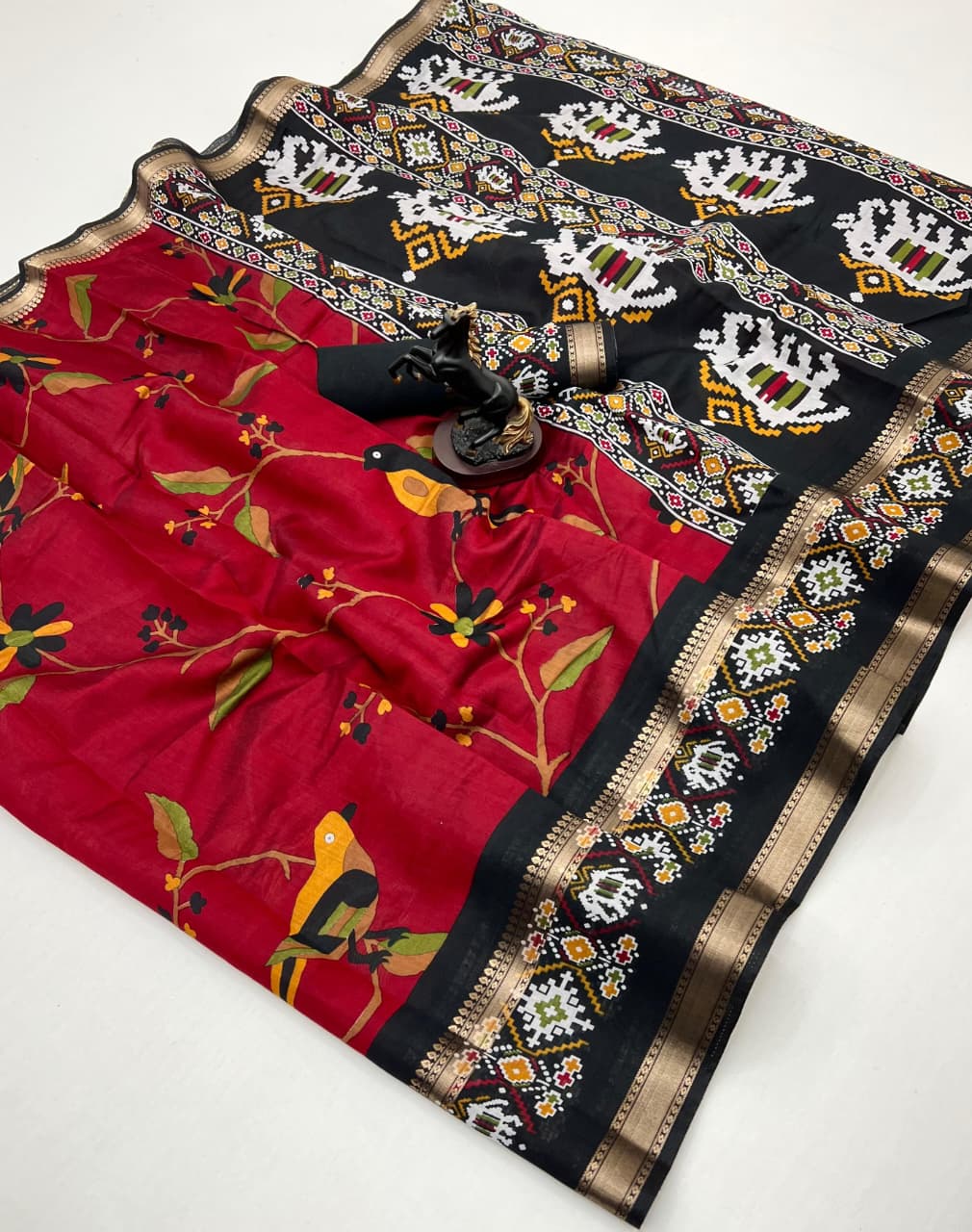 Premium Bomkai–Ikkat Inspired Silk Saree Patola – Heritage Elegance with Vibrant Motifs